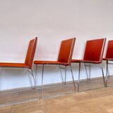 Set of mid-century design chrome dining chairs and table, 1970s