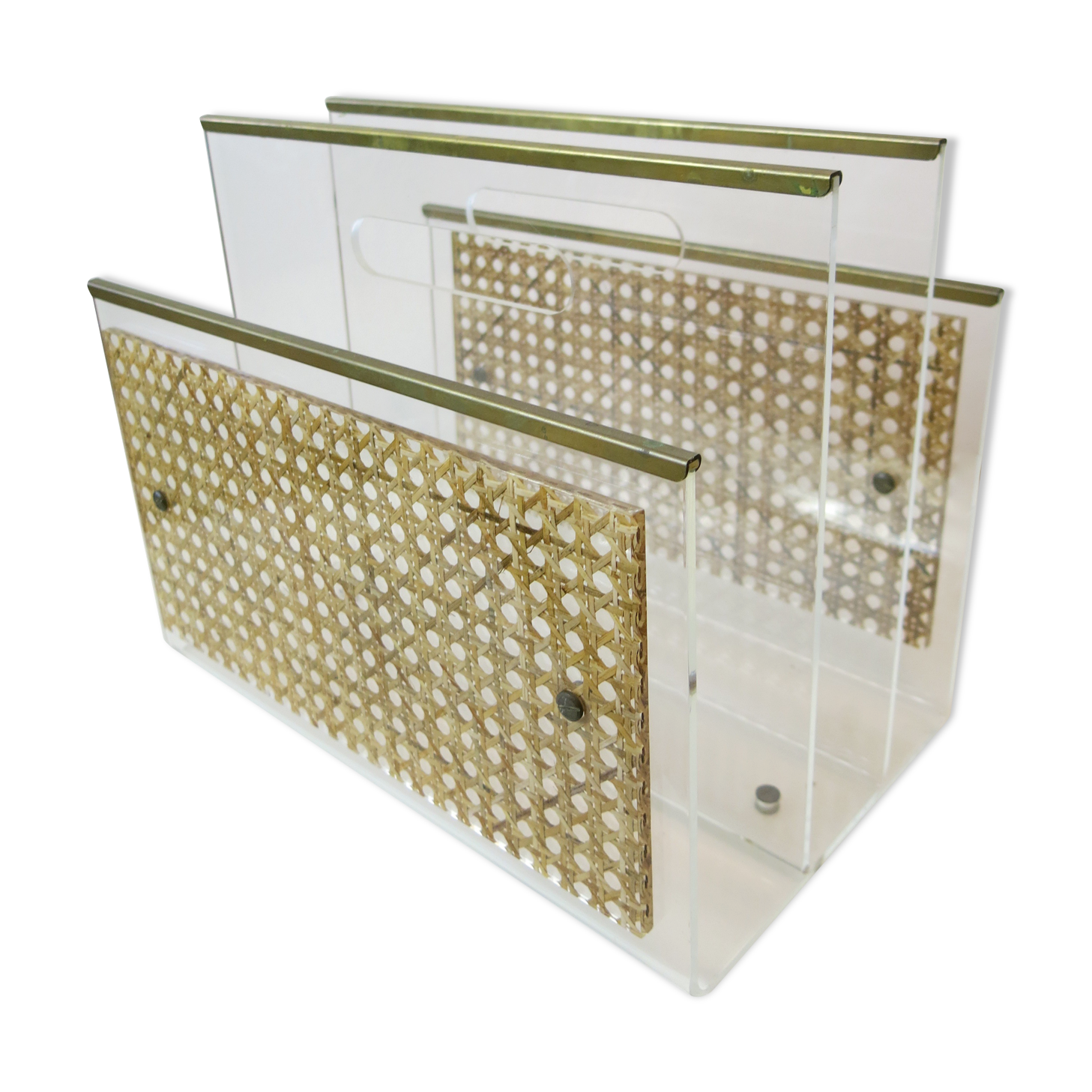 Magazine holder in plexi and cannage