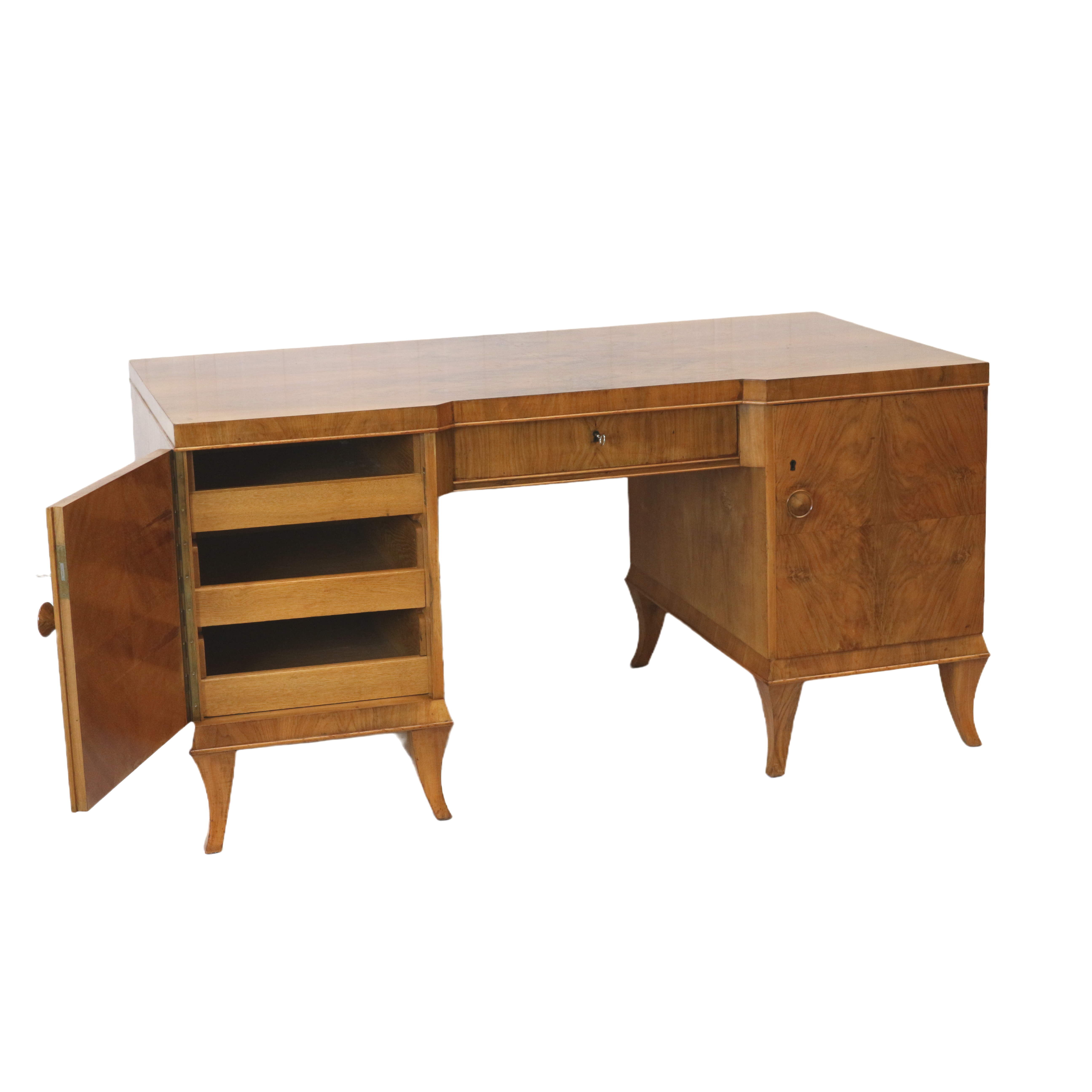 Vintage walnut desk made in the 1950s