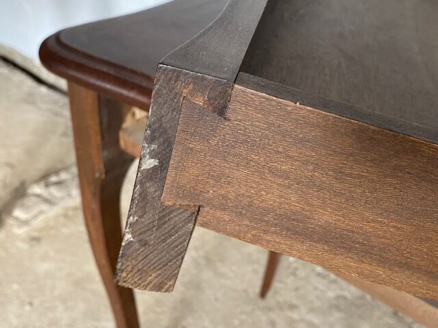 Oak desk and oak veneer with a large Louis XV style drawer