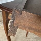 Oak desk and oak veneer with a large Louis XV style drawer
