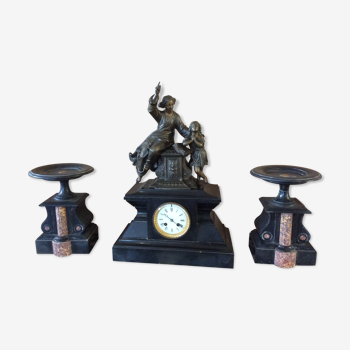 Marble and bronze notary clock
