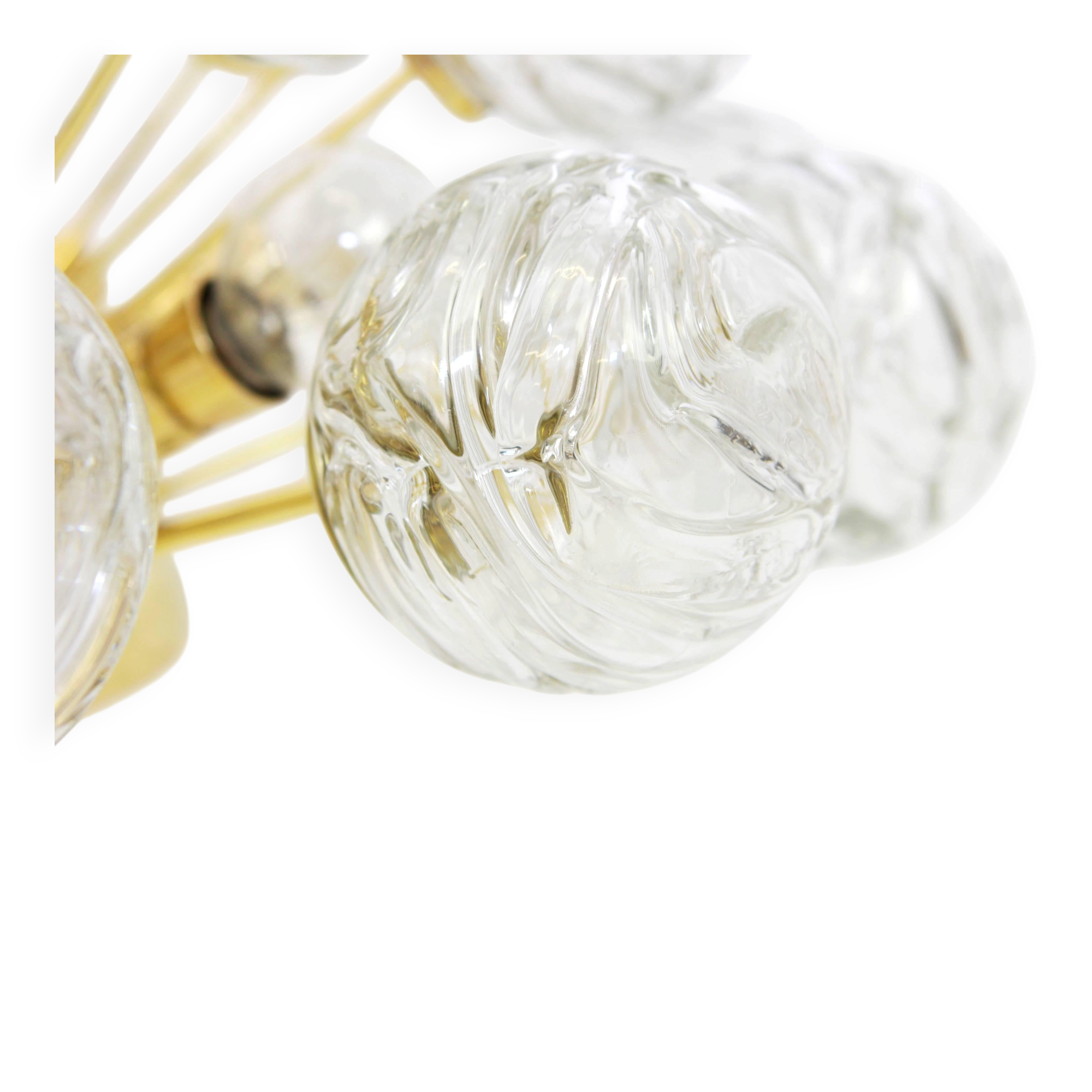 Superb Sputnik ceiling light with snowball glass by Doria, Germany, 1970s.