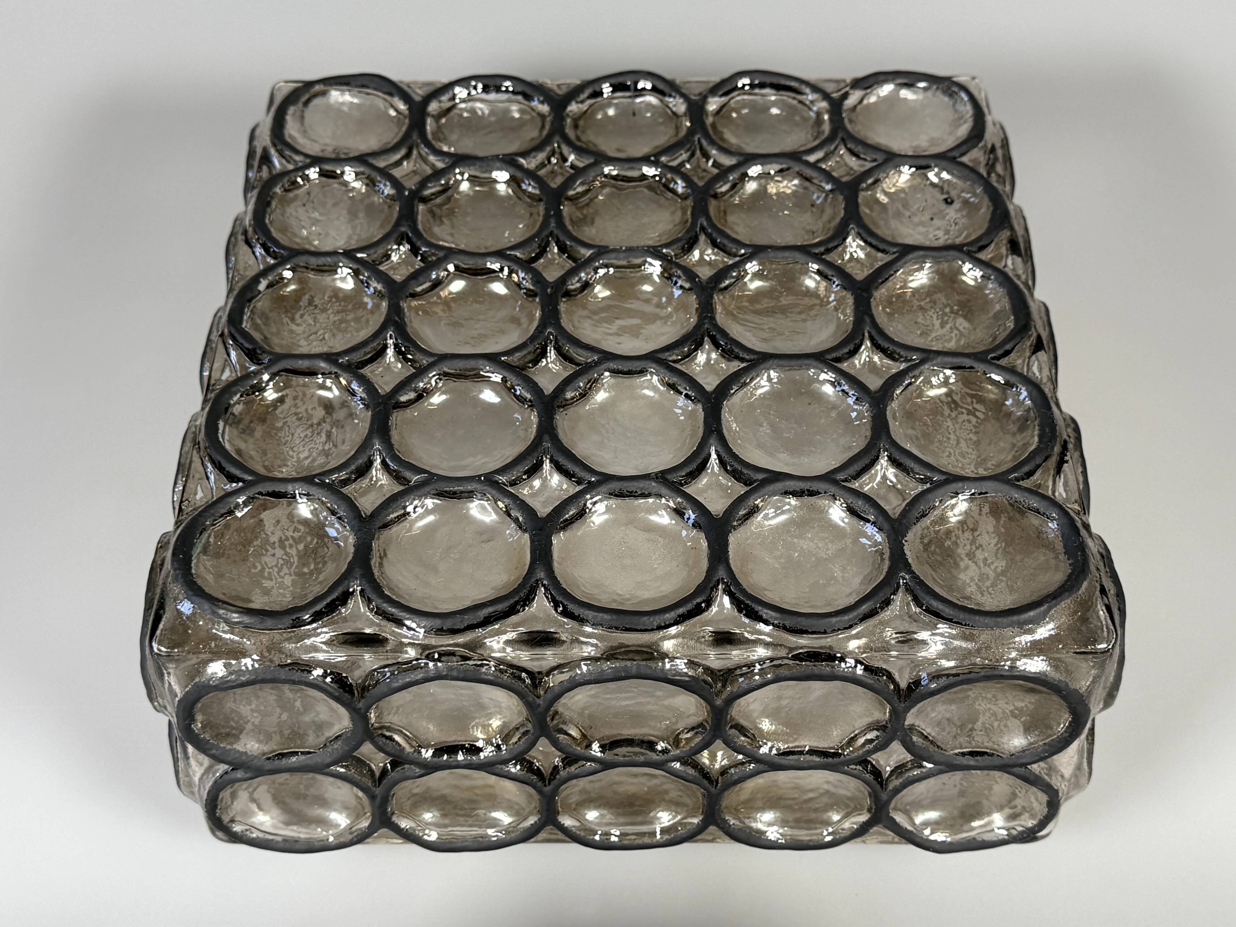 60s 70s Ceiling Lamp Plafoniere Glashütte Limburg Germany Glass & Metal