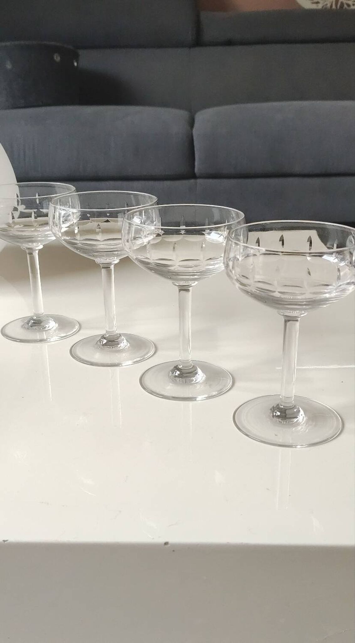 Lot of 4 x Champagne Coupes / Doyen Glassware. Art Deco 1930s.