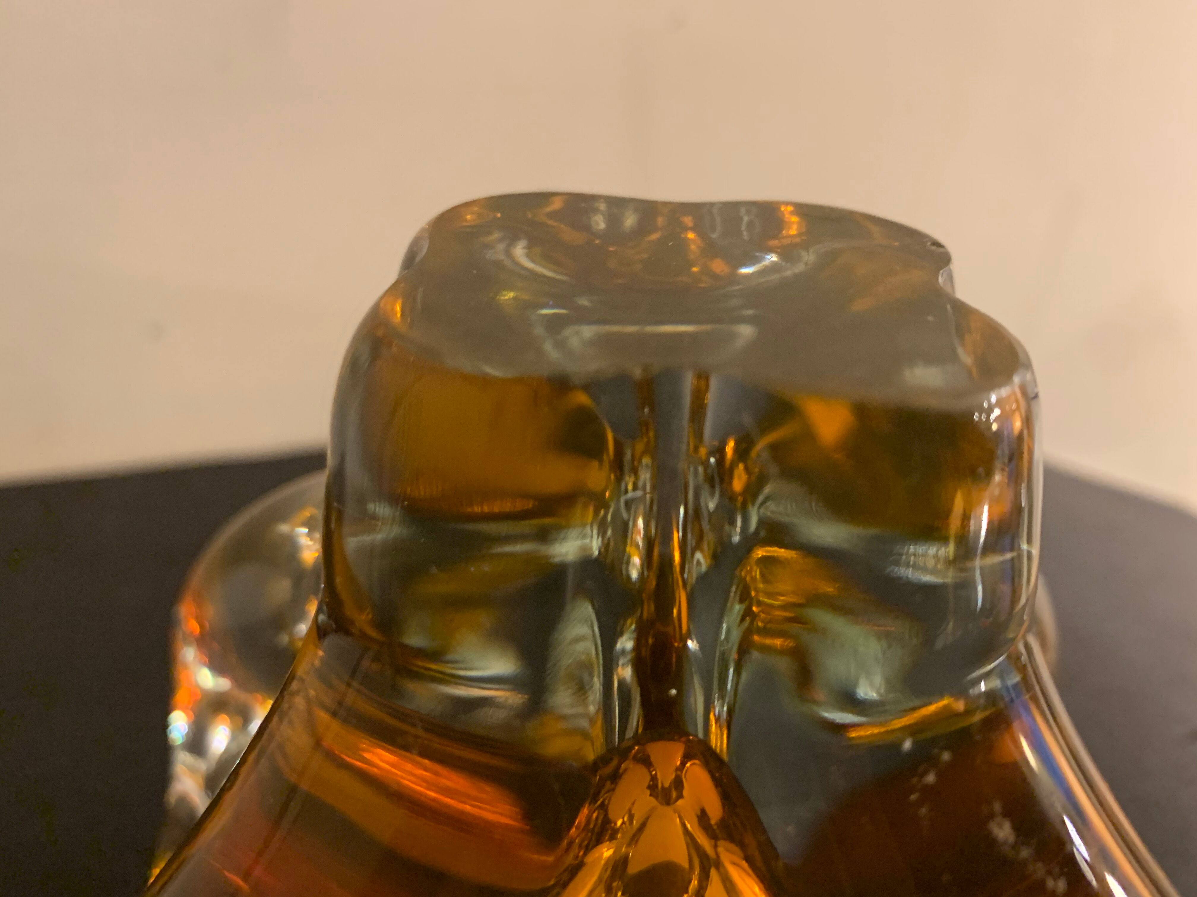 Murano orange-yellow glass ashtray 1960