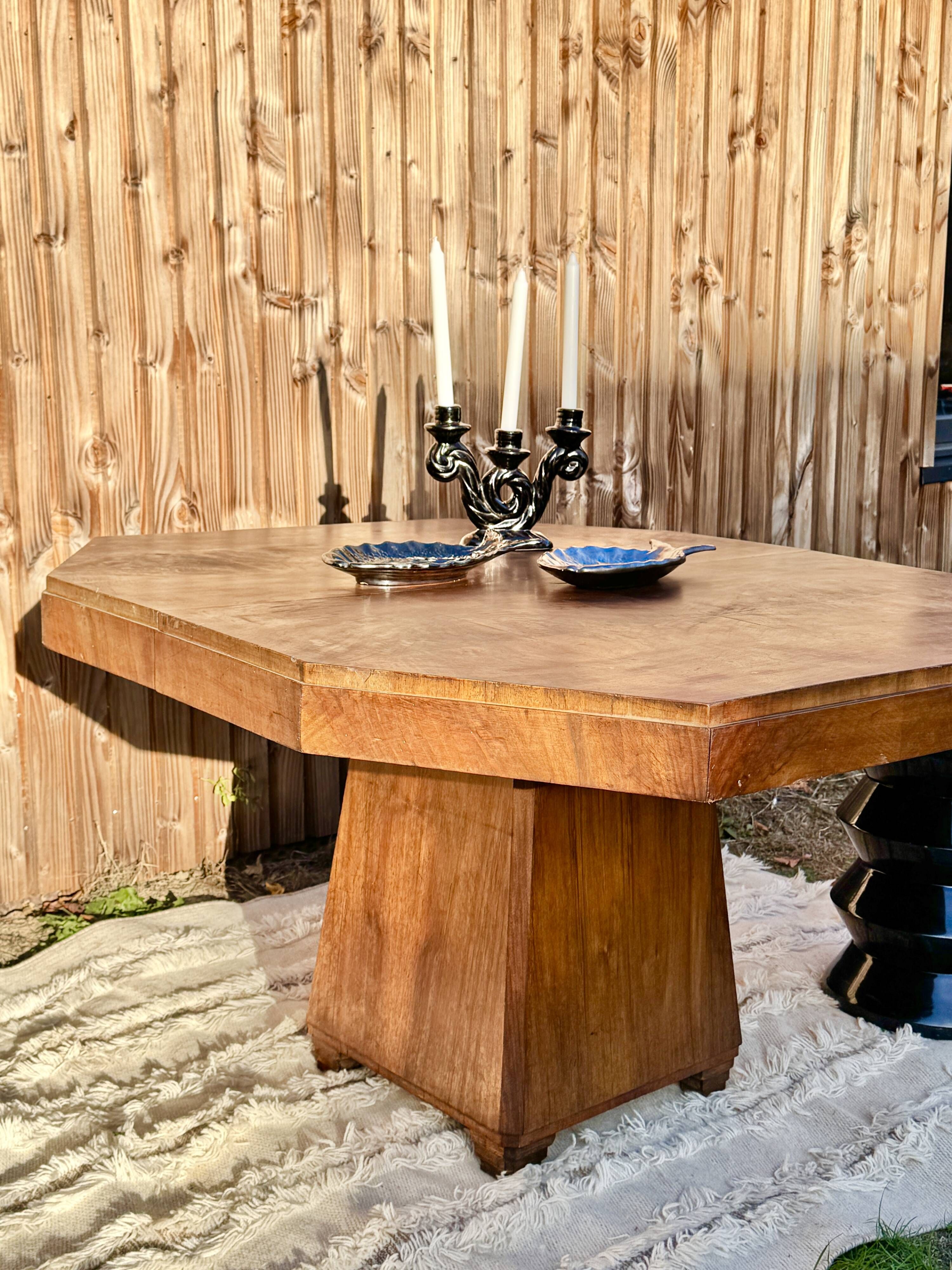Rare table a manger octogonale art deco
