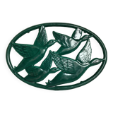 Zoomorphic enameled cast iron trivet
