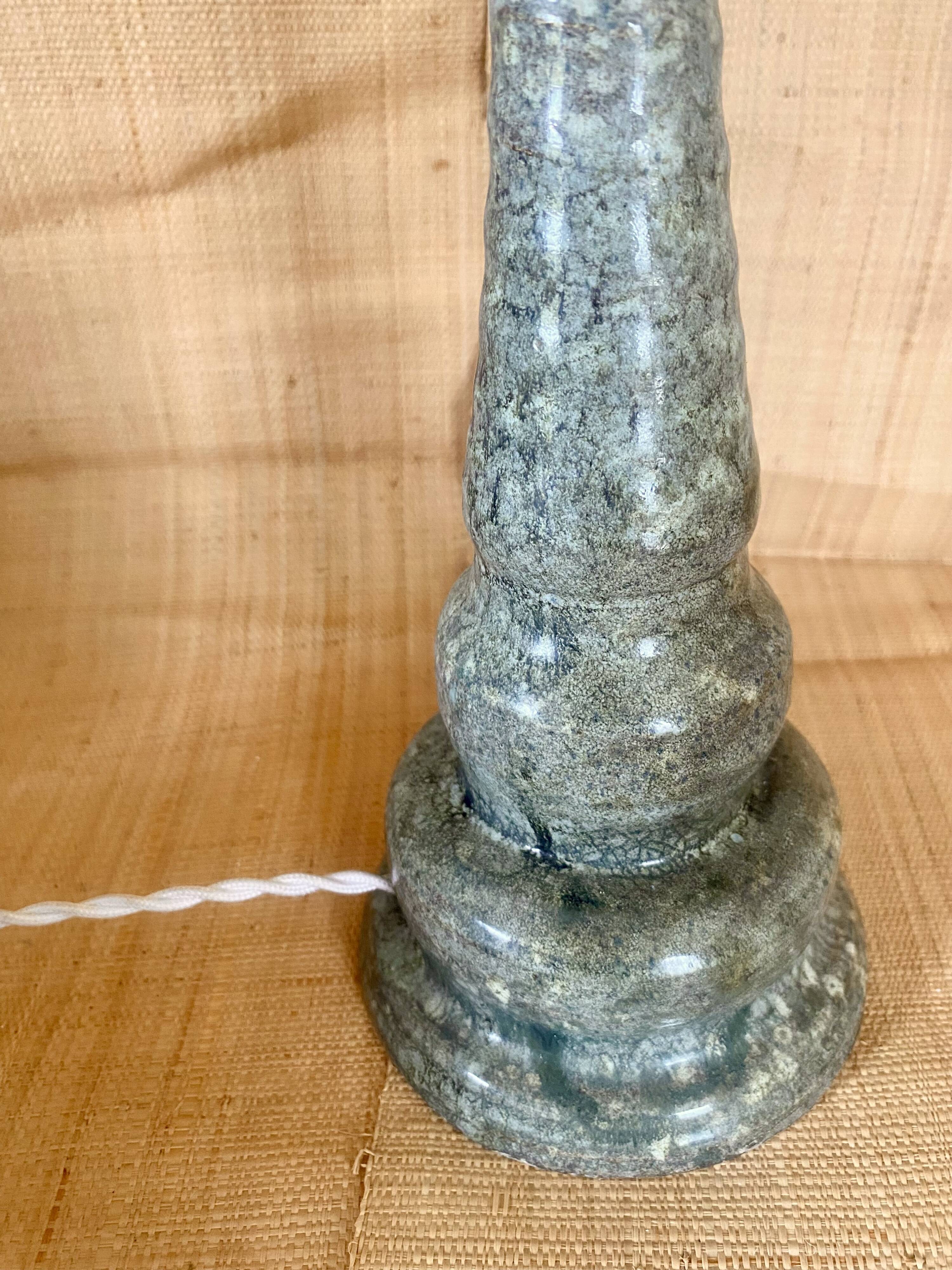 Ceramic lamp Design 90, fabric cable, cotton shade