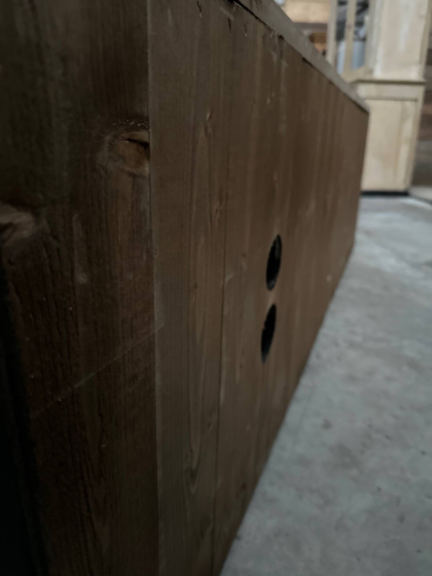 Workshop furniture transformed into a TV unit.