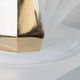 Large vintage Murano glass table lamp – leaf-shaped glass – white, gold metal base – Italy 1980s