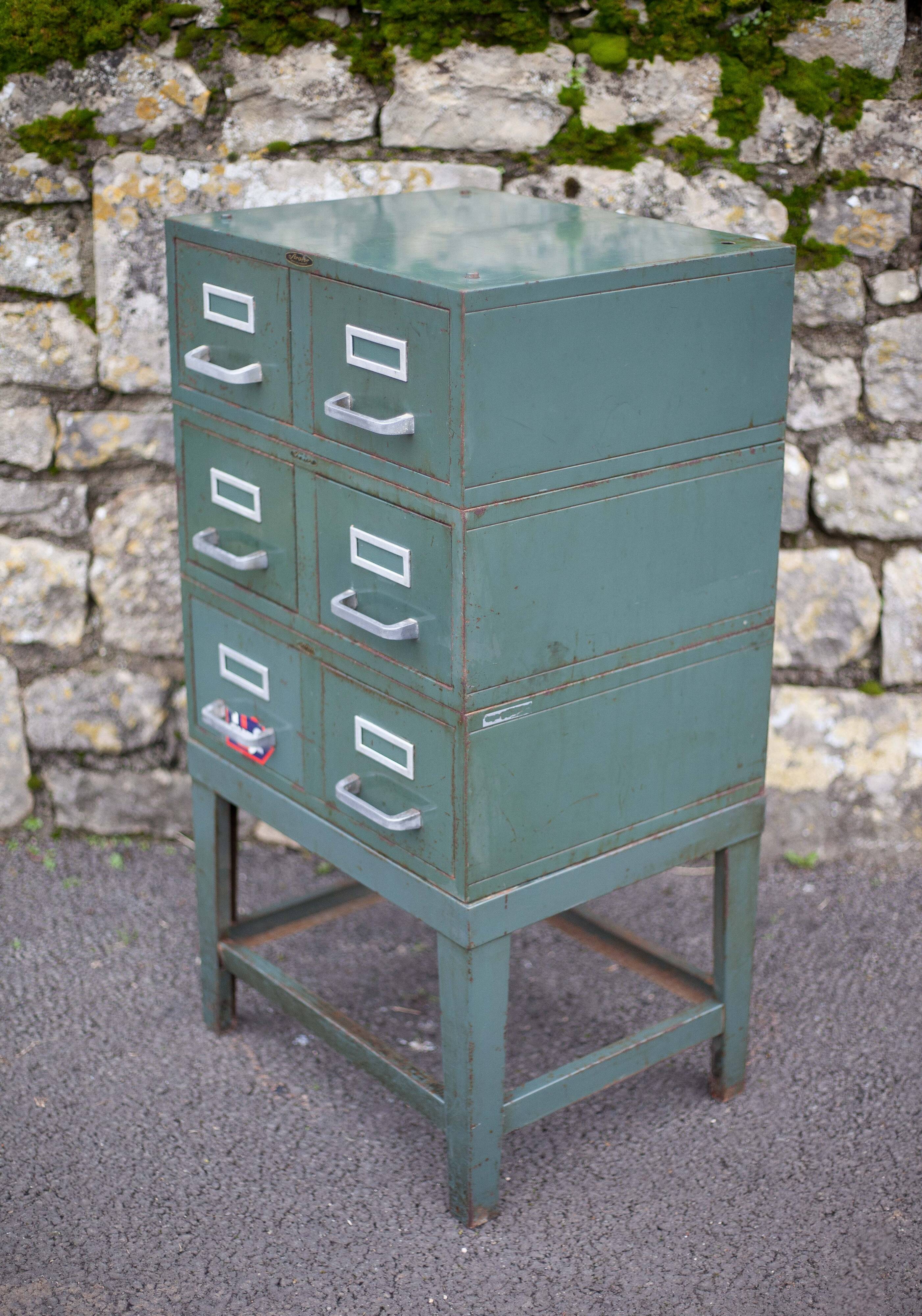 Vintage Strafor furniture, 6-drawer furniture, vintage metal furniture, industrial, loft decor, 50's