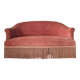 Banquette crapaud en velours rose avec franges