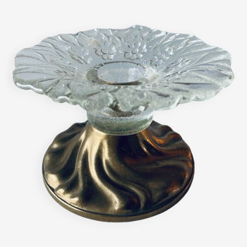 Brass and glass flower candle holder