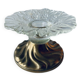 Brass and glass flower candle holder