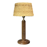 Midcentury French brutalist wood turned table lamp, Charles Dudouyt style
