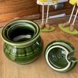Green ceramic sugar bowl (jam bowl)