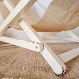 Old white wood deck chair Triconfort