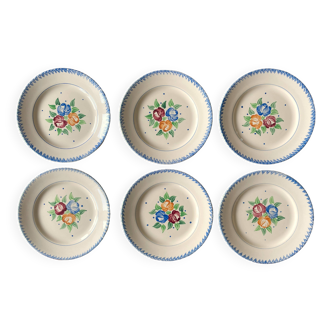 6 old flat plates in Longchamp earthenware