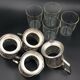 4 russian tea cups silver metal watermarked ussr