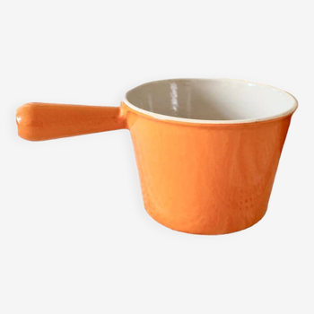 Poêlon caquelon casserole petite cocotte avec poignée en fonte Le Creuset orange 1,2 L