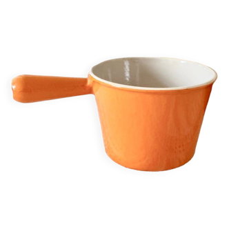 Poêlon caquelon casserole petite cocotte avec poignée en fonte Le Creuset orange 1,2 L