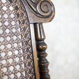 Armchair with Rattan Backrest, 1950s