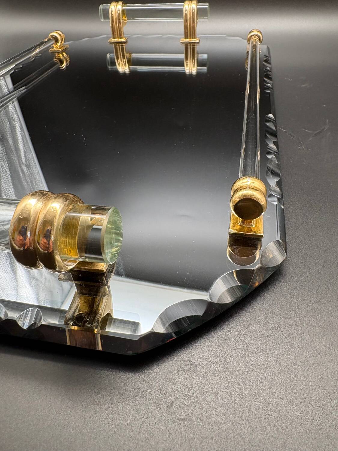 Beveled mirrored tray, Art Deco 1940, Saint-Gobain France