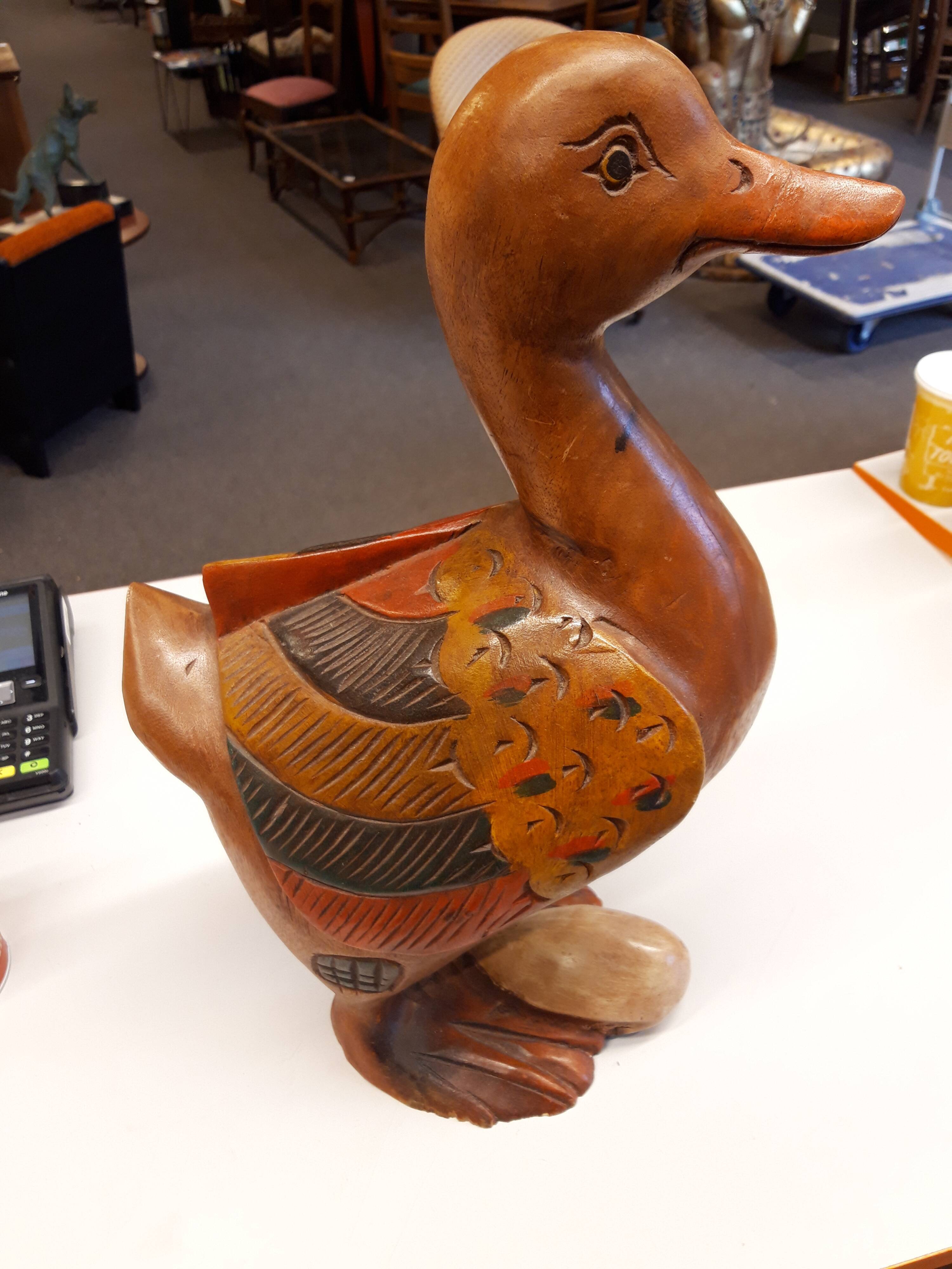 Decorative duck in polychrome wood