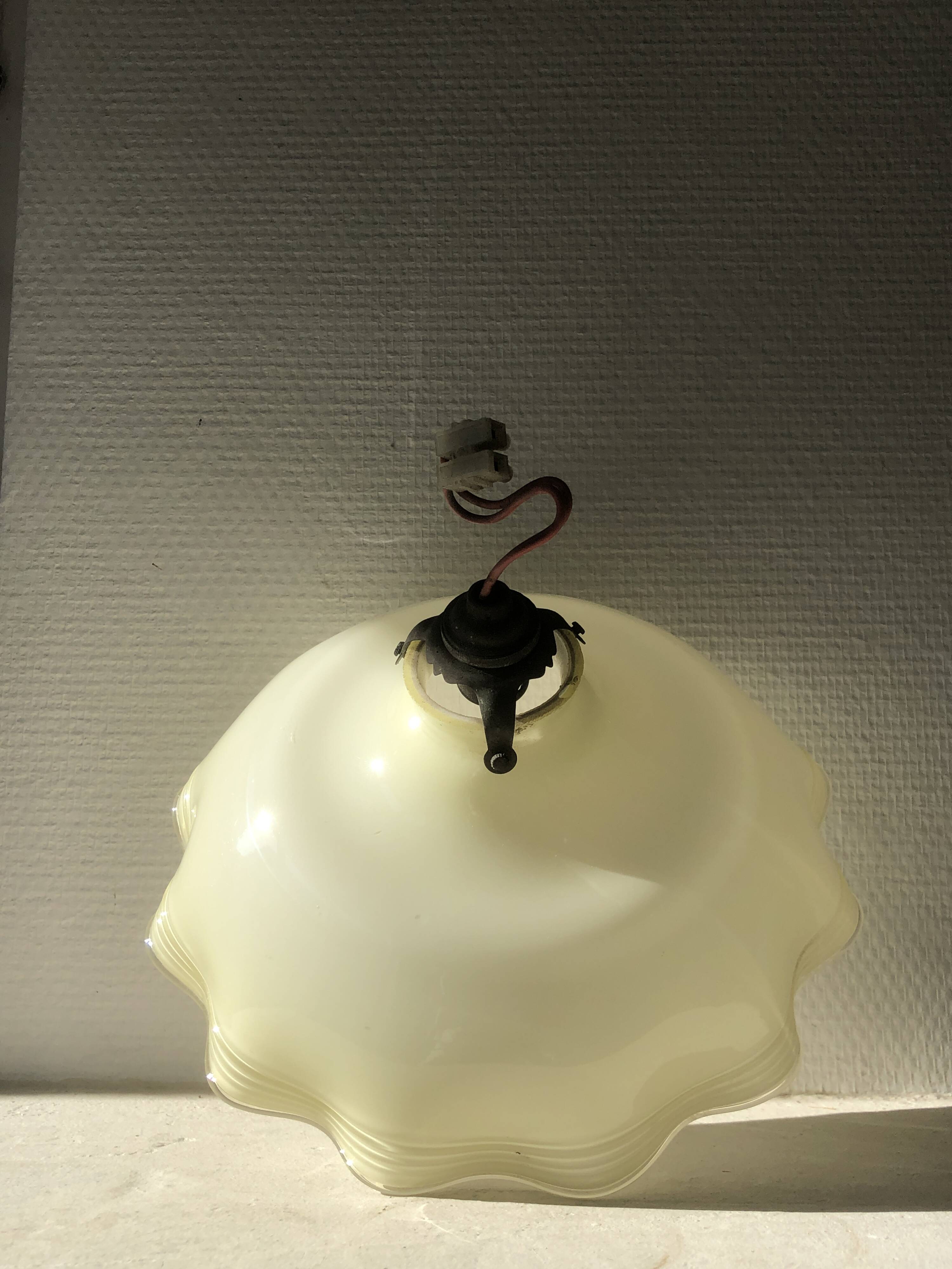 Cream-colored opaline light fixture