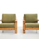 Set of two Italian pine design armchairs from the 1970s