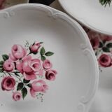 8 Gien dinner plates with rose decoration — 1960s-70s