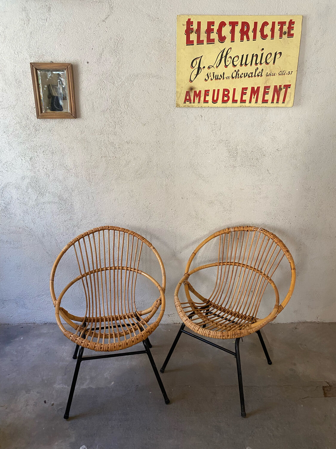 Two rattan armchairs