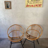 Deux fauteuils en rotin