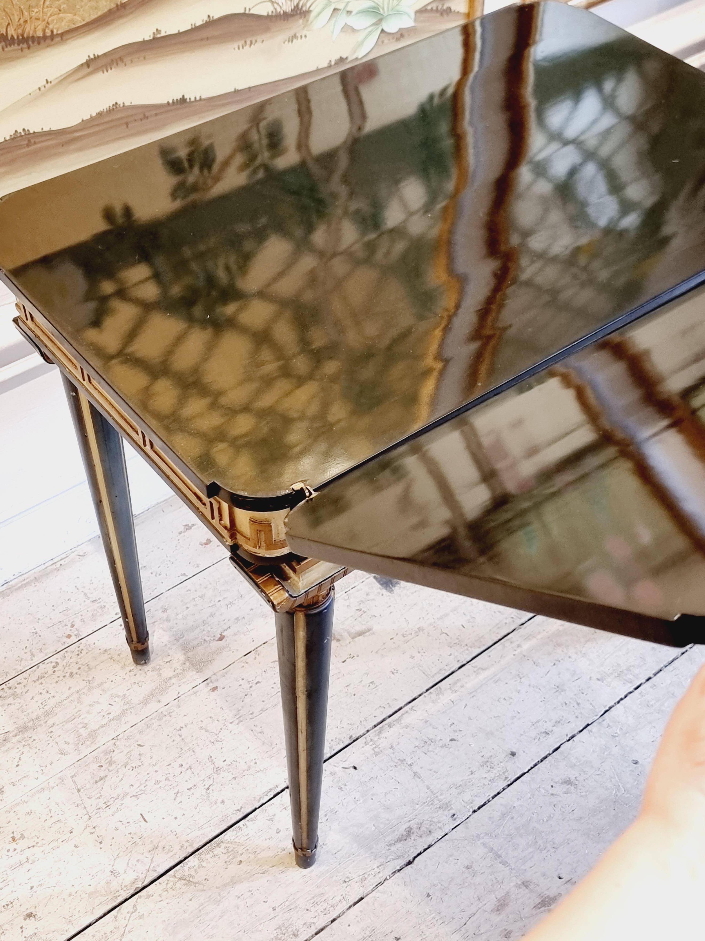 Swedish grace, game table with relief meander decoration, 1920s/30s.