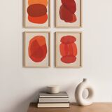 Collection of 4 abstract paintings on paper - painting signed eawy