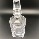 Carafe à alcool fort en verre transparent à facettes et bouchon travaillé