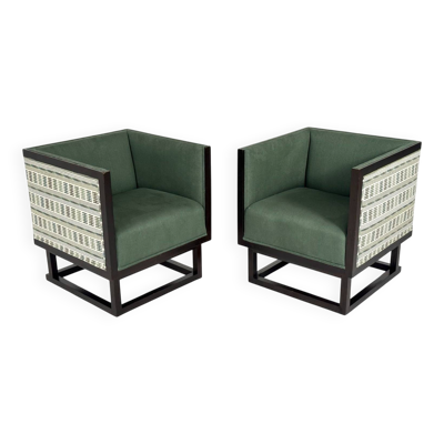 Paire de fauteuils de cabinet de la Sécession de Vienne par Josef Hoffmann pour Wittmann