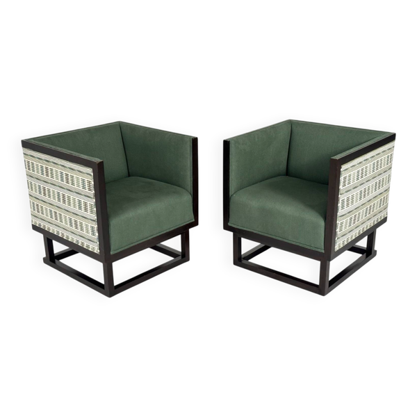 Paire de fauteuils de cabinet de la Sécession de Vienne par Josef Hoffmann pour Wittmann
