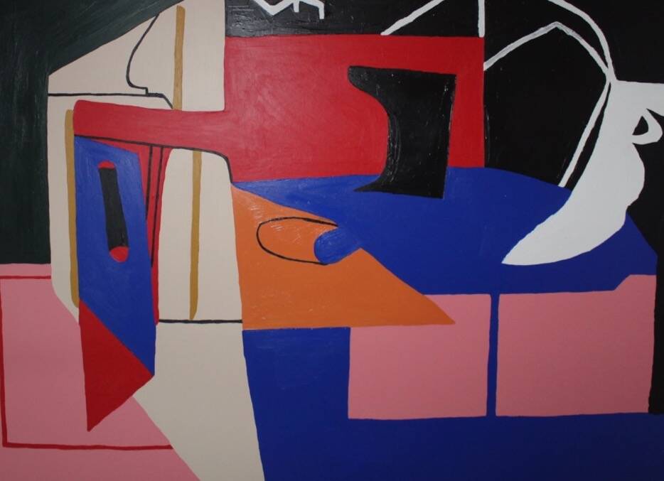 Peinture abstraite bleu cobalt géométrique par Bodasca