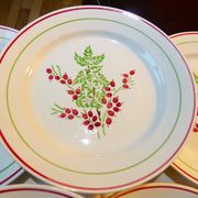 Set de 6 assiettes plates vintage en porcelaine