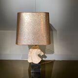 Vintage Neo Classic-style lamp in resin and golden lampshade