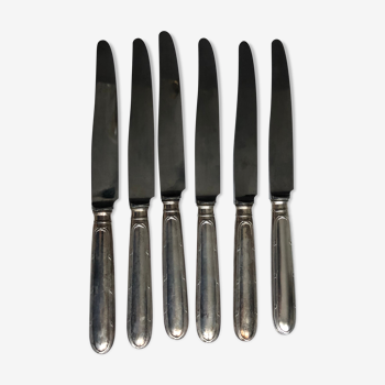 6 silver metal dessert knives