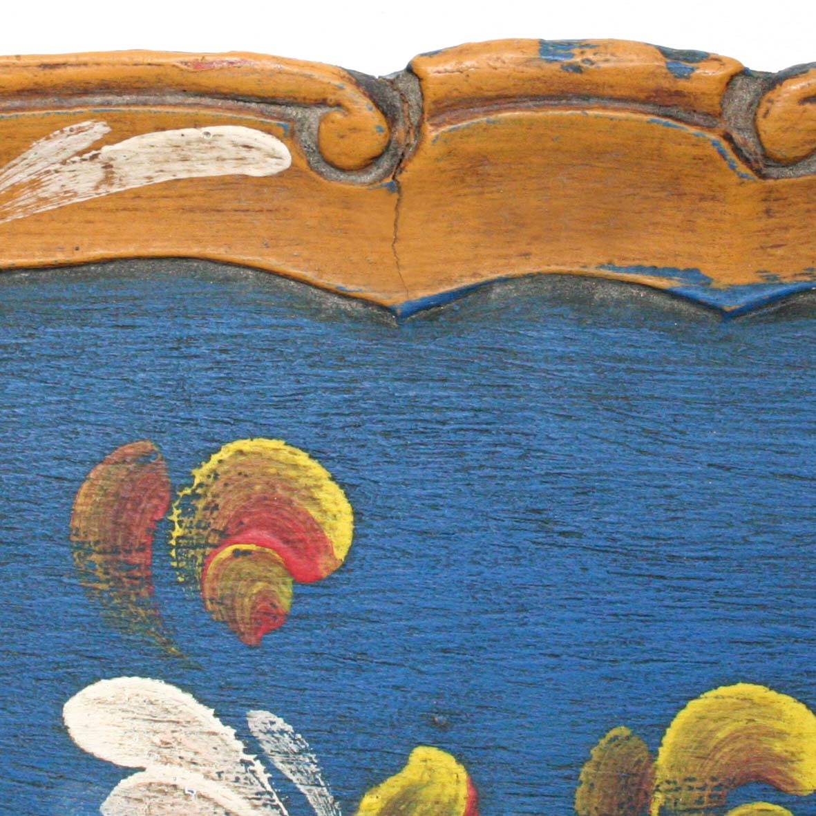 Wooden tray painted with flowers L36xW27cm