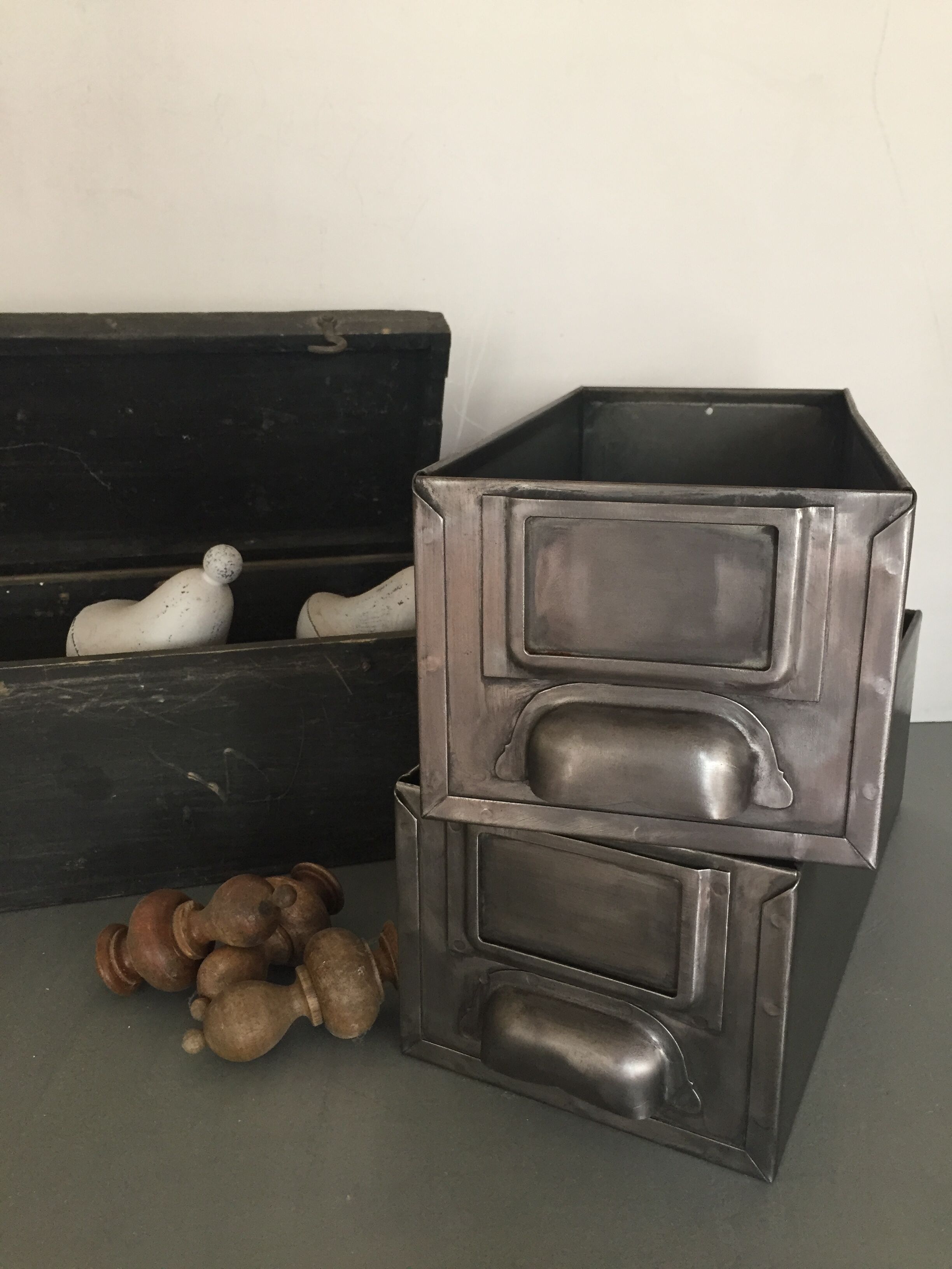 Pair of industrial drawers, workshop lockers