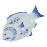 Elegant large vintage fish platter Portugal – Cobalt blue ceramic – 45 cm