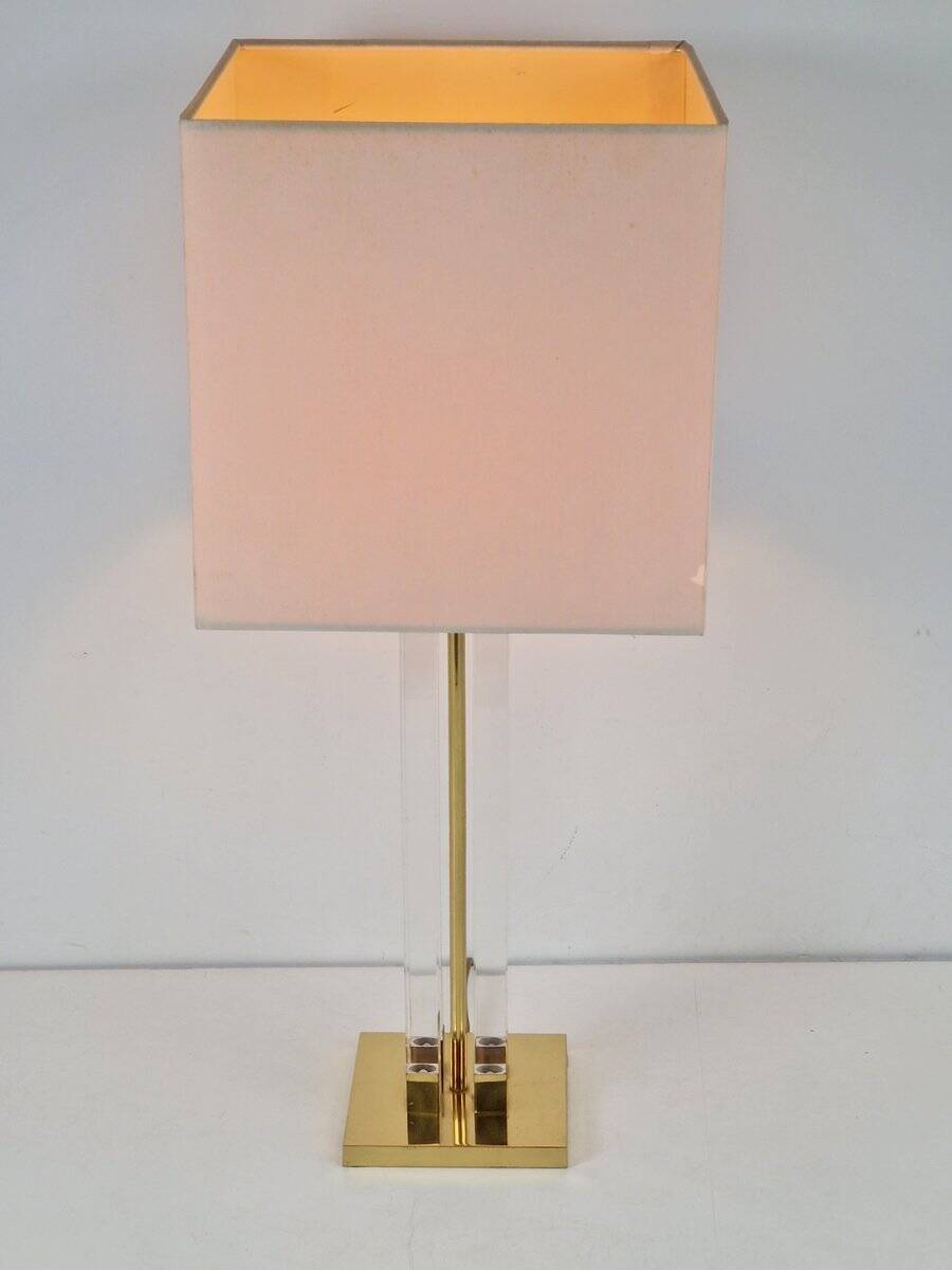 Vintage Regency Acrylic & Brass Table Lamp, Italy, 1970s