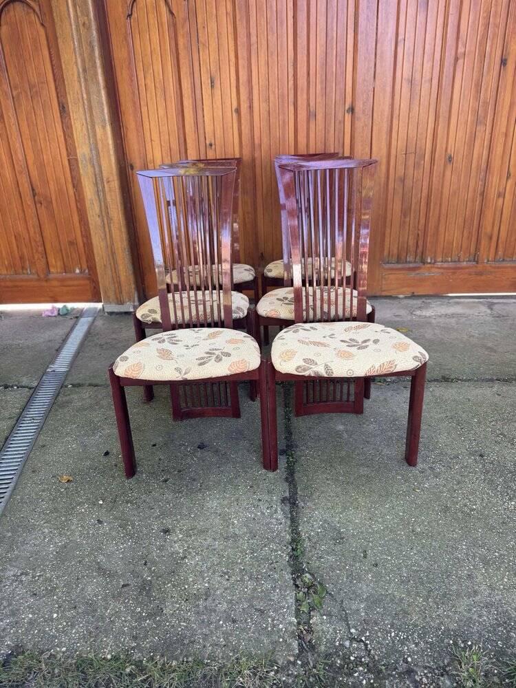 Lacquer and fabric dining chairs by Pietro Costantini, 1980, set of 6