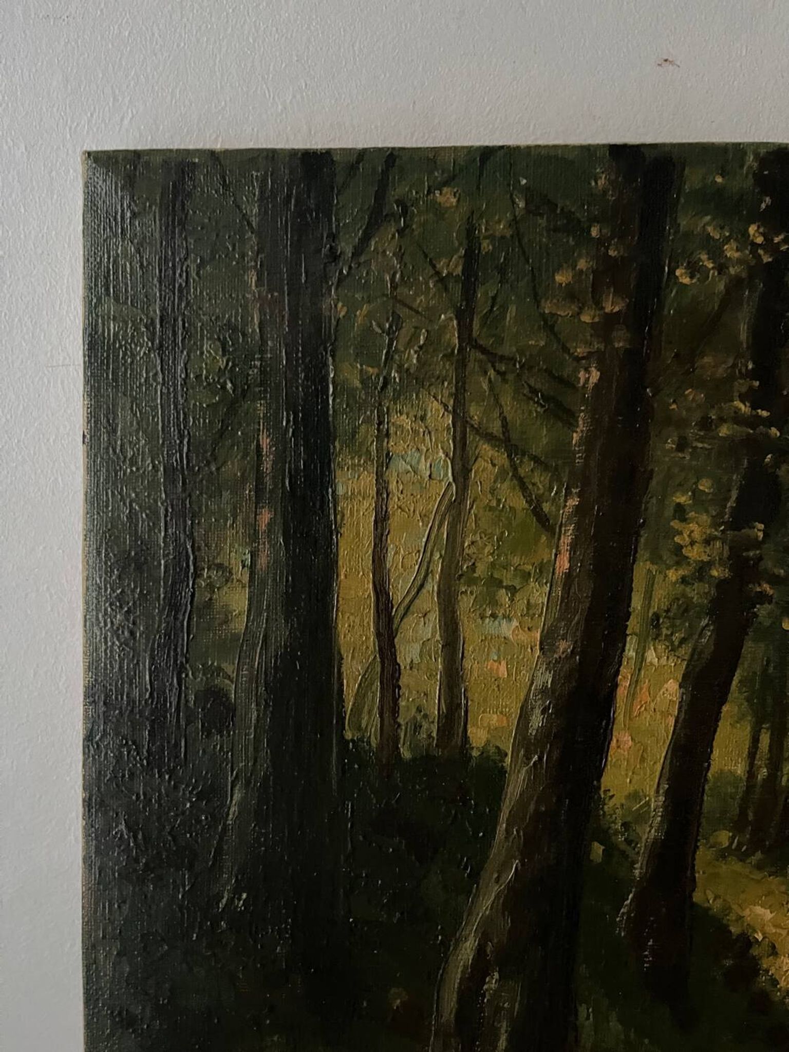 Cottage in the woods, oil on canvas signed