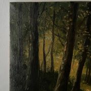 Cottage in the woods, oil on canvas signed